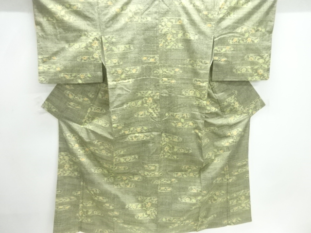 JAPANESE KIMONO / TSUMUGI / WOVEN FLOWER